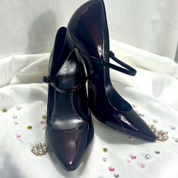 Via Spiga Patent Leather Stiletto Mary Jane Style Heels 9M Dark Purple - Picture 3 of 14